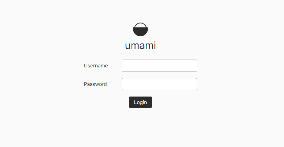 Umami login page